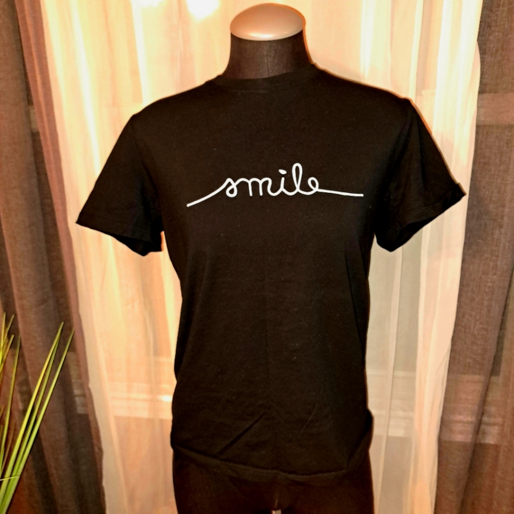 Womens Smile! TShirt. Black- Large, fits more like Medium